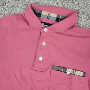 Barbour Mens Small Solid Salmon Stretch Knit Polo Short Sleeve